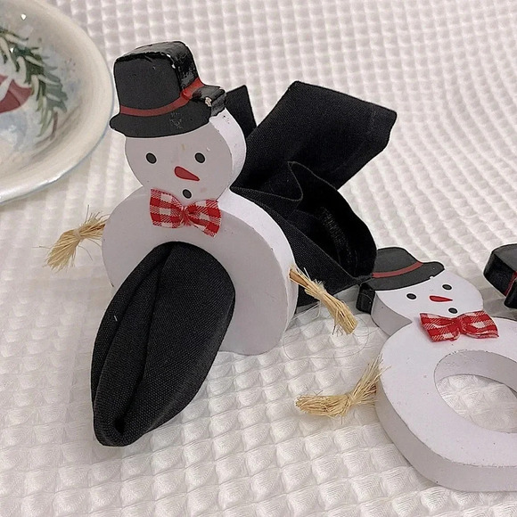 Vintage Vera Neumann Snowman Napkin Holders & Snowman Bowl - Picture 5 of 9
